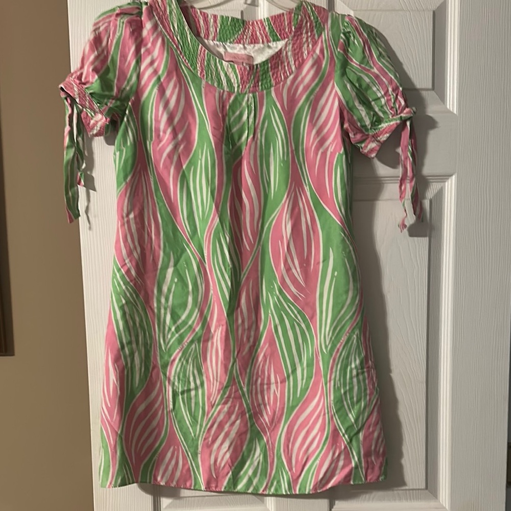 Lily Pulitzer Silk Pink and Green Patterned Dress